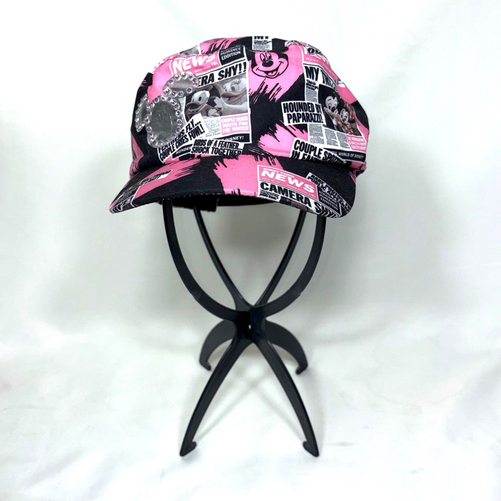 Disney Parks Mickey Minnie Mouse Newspaper Print Baseball Cap Adult Adjustable - Picture 14 of 14